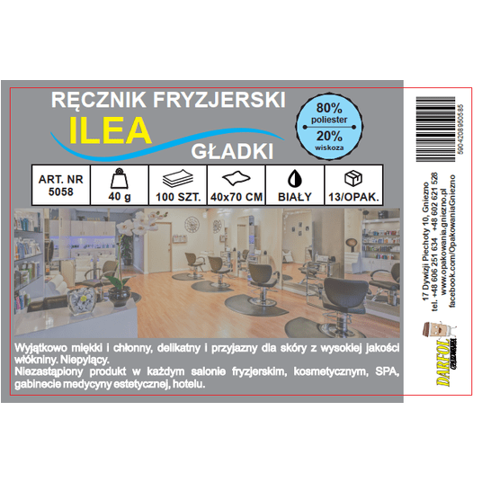 5058 Ręcznik fryzjerski Ilea 40/70cm 100szt. -zdjęcie numer 2