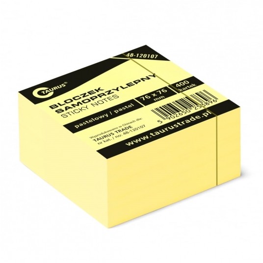 Bloczek samoprzylepny żółty 76/76mm 400szt. -zdjęcie numer 1