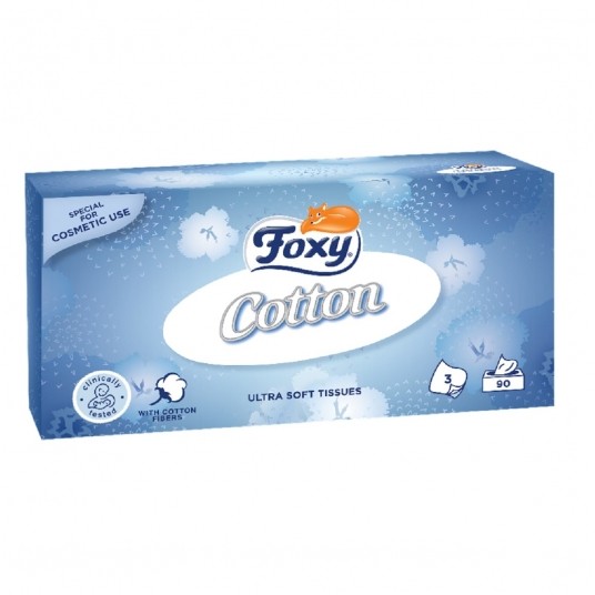 Chusteczki higieniczne Foxy w kartoniku 3warstwowe 90szt. -zdjęcie numer 1