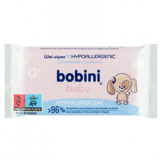 Chusteczki nawilżane Bobini Baby hypoalergiczne 60szt. -zdjęcie numer 1