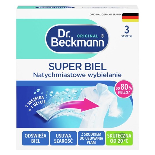 Dr Beckmann Wybielacz do tkanin Super Biel 3x40g -zdjęcie numer 1