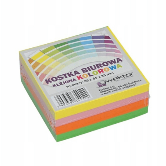 Kostka biurowa klejona kolorowa 85/85/35mm -zdjęcie numer 1
