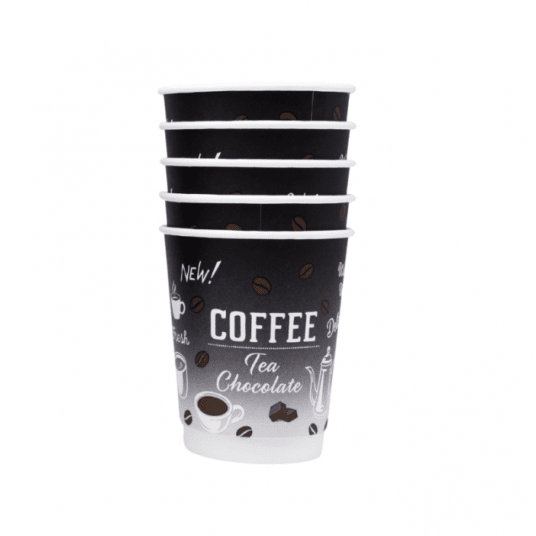 Kubki papierowe czarne z nadrukiem 250ml 25szt. -zdjęcie numer 1