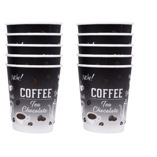 Kubki papierowe czarne z nadrukiem 250ml 25szt. -zdjęcie numer 2