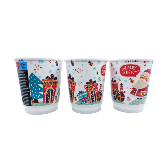 Kubki papierowe z nadrukiem świątecznym 2warstwowe 250ml 20szt. -zdjęcie numer 2