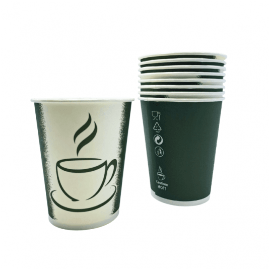 Kubki papierowe zielone z nadrukiem bez plastiku 250ml 50szt. -zdjęcie numer 3