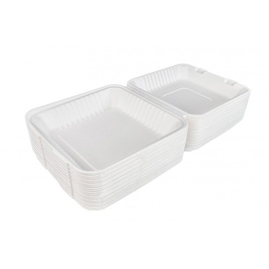 Menu boxy z trzciny cukrowej niedzielone 23/23cm 50szt. -zdjęcie numer 2