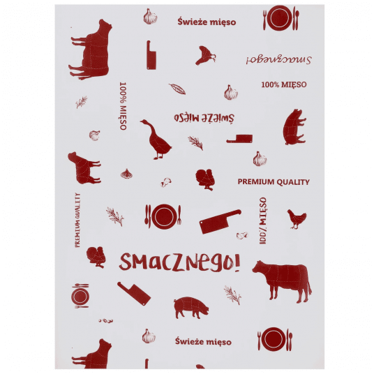 Papier pakowy powlekany w arkuszach biały WĘDLINY 30/40cm 1000szt. -zdjęcie numer 1