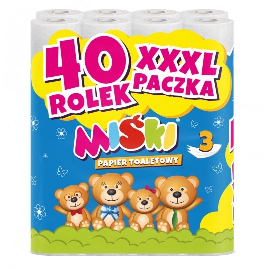 Papier toaletowy Miśki biały 3W 40rolek -zdjęcie numer 1