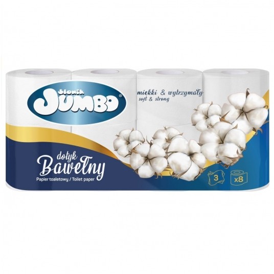 Papier toaletowy Słonik Jumbo Dotyk Bawełny 8rolek -zdjęcie numer 1