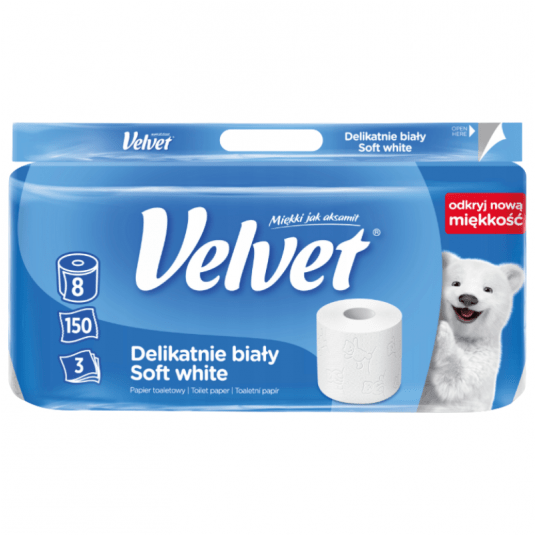 Papier toaletowy Velvet delikatny biały 3W 8rolek -zdjęcie numer 1