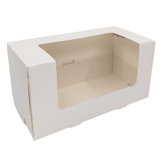 Pudełka białe do ciasta łamane z okienkiem 30/15/15cm 15szt. -zdjęcie numer 1