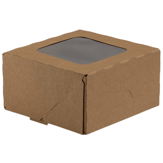 Pudełka Kraft cukiernicze z okienkiem 130/130/70mm 15szt. -zdjęcie numer 1