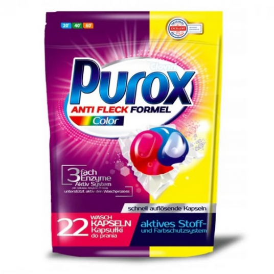 Purox Kapsułki do prania kolorów 22szt. -zdjęcie numer 1