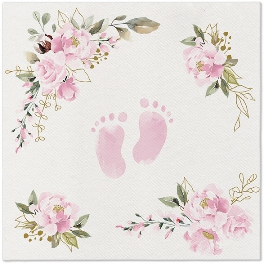 Serwetki flizelinowe Baby Feet Pink 40/40cm 50szt. -zdjęcie numer 1