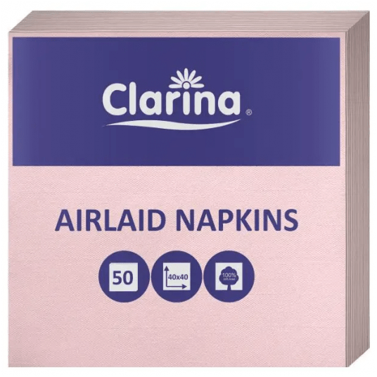 Serwetki flizelinowe bladoróżowe 40/40cm 50szt. -zdjęcie numer 1