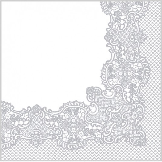 Serwetki flizelinowe Reverse Royal Lace Silver 40/40cm 50szt. -zdjęcie numer 1