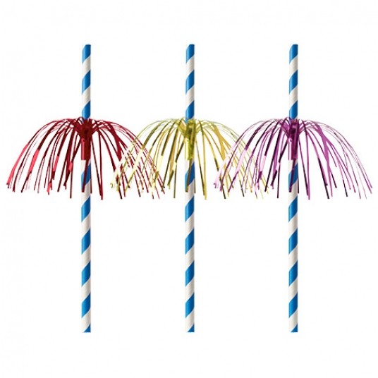 Słomki papierowe fajerwerki 15,5cm 50szt. -zdjęcie numer 1