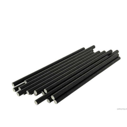 Słomki papierowe proste czarne Ø 6 197mm 100szt. -zdjęcie numer 2