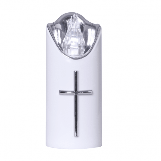 Świeca Cortina Led mała biało-srebrna 5/12,5cm -zdjęcie numer 1