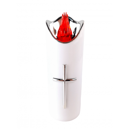 Świeca Cortina Led średnia biało-srebrna 15cm -zdjęcie numer 2