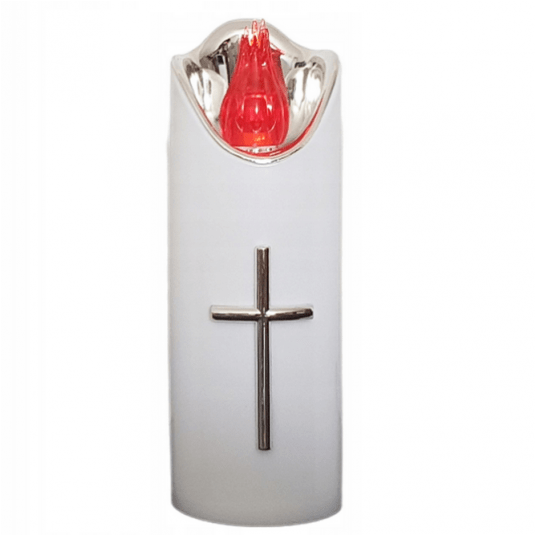 Świeca Cortina Led średnia biało-srebrna 15cm -zdjęcie numer 1