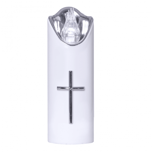 Świeca Cortina Led średnia biało-srebrna barwa zimna 15cm -zdjęcie numer 1