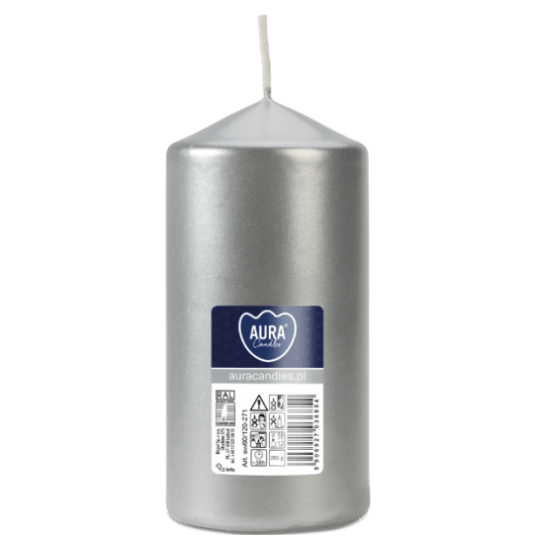 Świeca walec srebrna 60/120mm -zdjęcie numer 3