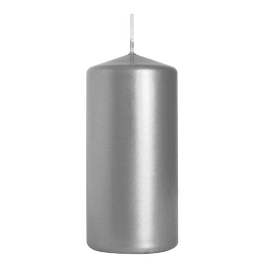 Świeca walec srebrna 60/120mm -zdjęcie numer 1