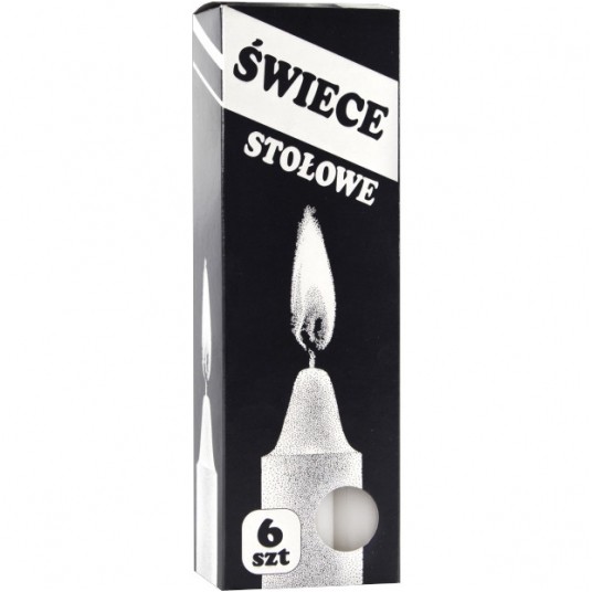 Świece stołowe białe 19cm 6szt. -zdjęcie numer 1