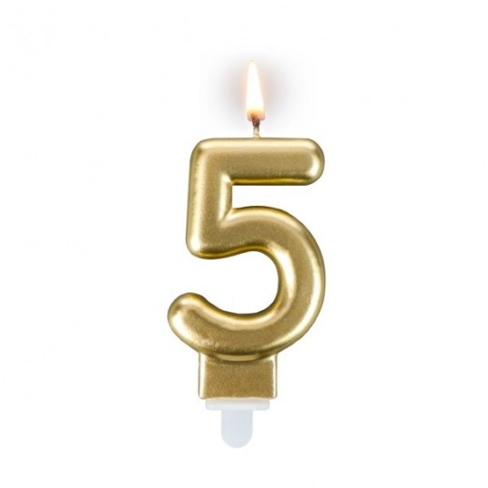 Świeczka cyferka "5" złota -zdjęcie numer 1