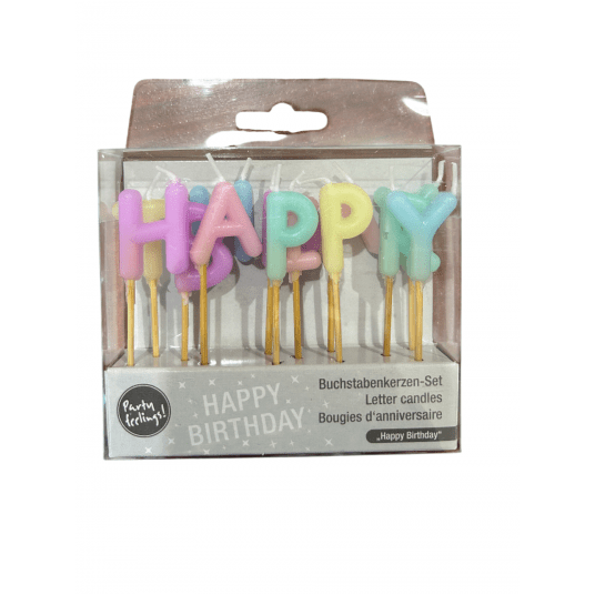 Świeczki literki pastelowe ,,Happy Birthday" 8cm. -zdjęcie numer 2