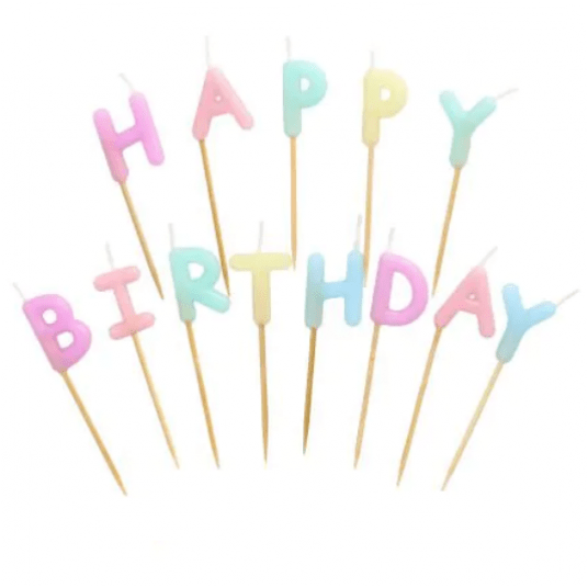 Świeczki literki pastelowe ,,Happy Birthday" 8cm. -zdjęcie numer 1