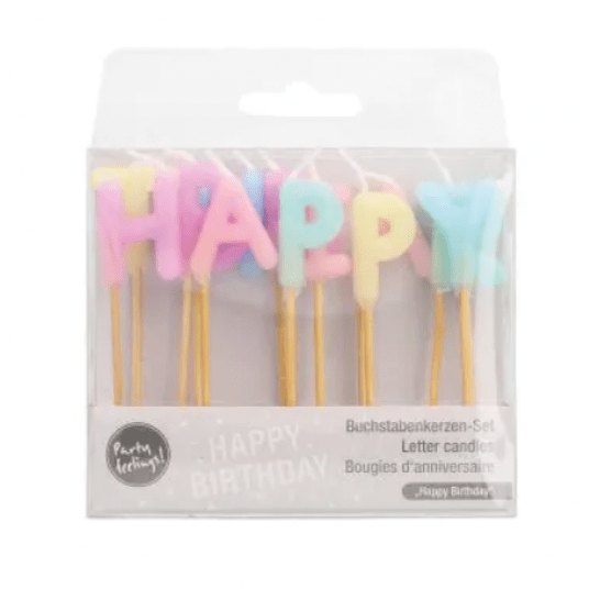 Świeczki literki pastelowe ,,Happy Birthday" 8cm. -zdjęcie numer 3