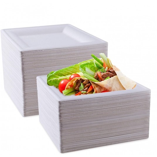 Talerz kwadratowy z trzciny cukrowej 26/26cm 50szt. -zdjęcie numer 2