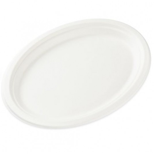 Talerze owalne z trzciny cukrowej 32cm 50szt. -zdjęcie numer 1
