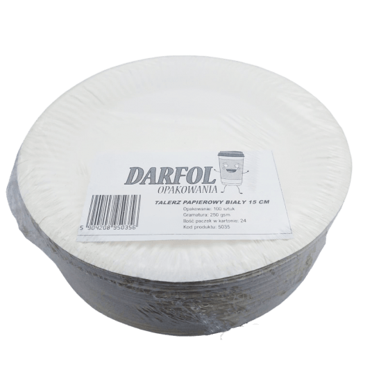 Talerze papierowe białe 15cm 100szt. -zdjęcie numer 2