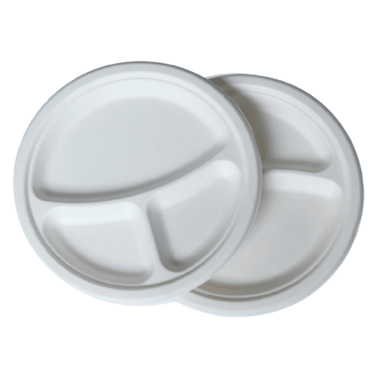 Talerze z trzciny cukrowej trójdzielne 26cm 50szt. -zdjęcie numer 4