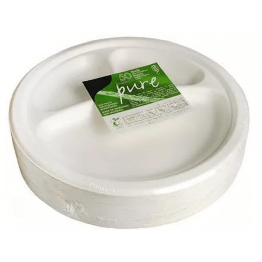 Talerze z trzciny cukrowej trójdzielne 26cm 50szt. -zdjęcie numer 3