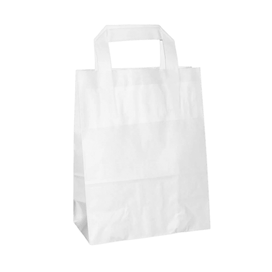 Torba papierowa klockowa biała z uchem płaskim 18/8,5/23cm -zdjęcie numer 1