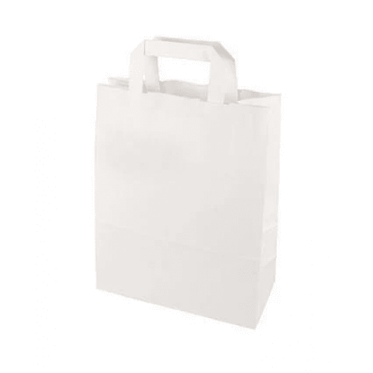 Torba papierowa klockowa biała z uchem płaskim 22/10/30cm -zdjęcie numer 1
