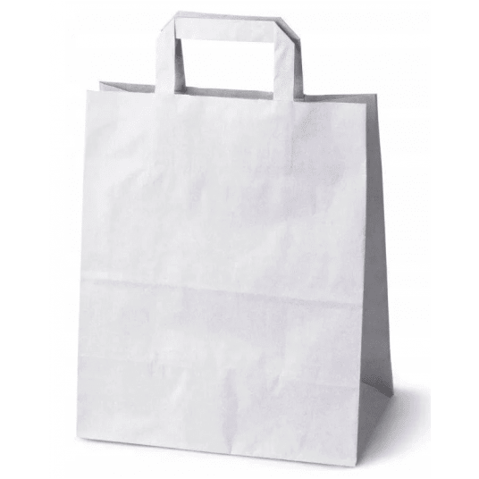 Torba papierowa klockowa biała z uchem płaskim 28/14/30cm -zdjęcie numer 1