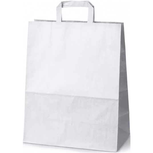 Torba papierowa klockowa biała z uchem płaskim 32/16/35cm -zdjęcie numer 1