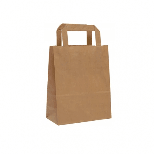 Torba papierowa klockowa brązowa z uchem płaskim 18/8,5/23cm -zdjęcie numer 2