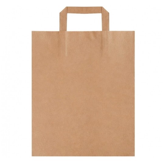 Torba papierowa klockowa brązowa z uchem płaskim 32/16/35cm -zdjęcie numer 2