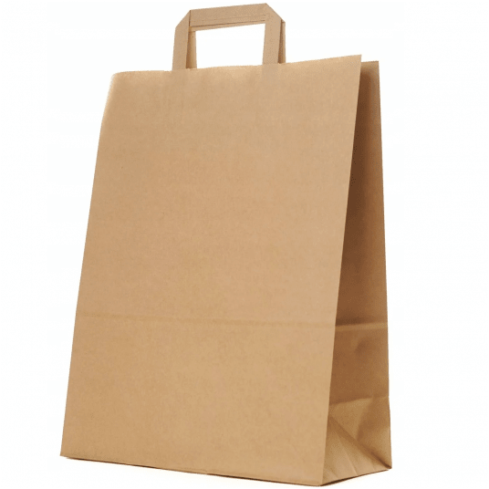Torba papierowa klockowa brązowa z uchem płaskim 32/16/42cm -zdjęcie numer 1