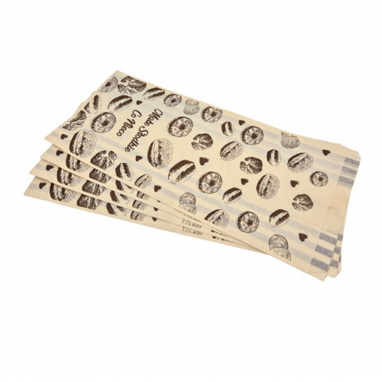 Torby fałdowe kremowe z nadrukiem pączki 340/150/90mm 250szt. -zdjęcie numer 1