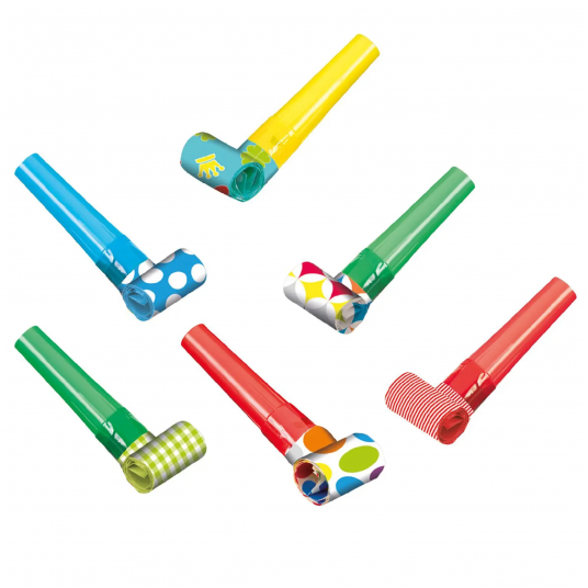 Trąbki wydmuchiwane party 6szt. -zdjęcie numer 1