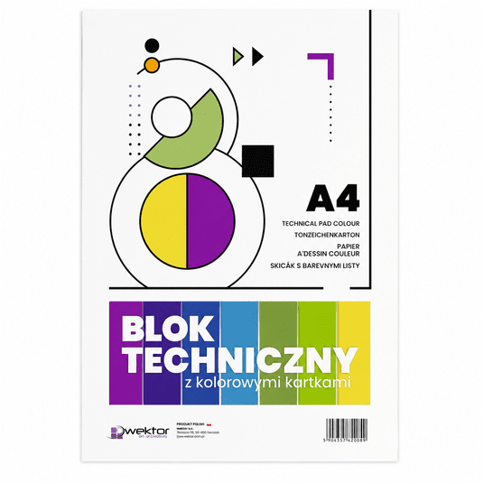 Wektor blok techniczny z kolorowymi kartkami A4 10 kartek -zdjęcie numer 1