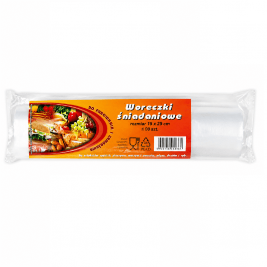 Woreczki śniadaniowe LDPE 15/25cm 100szt -zdjęcie numer 1
